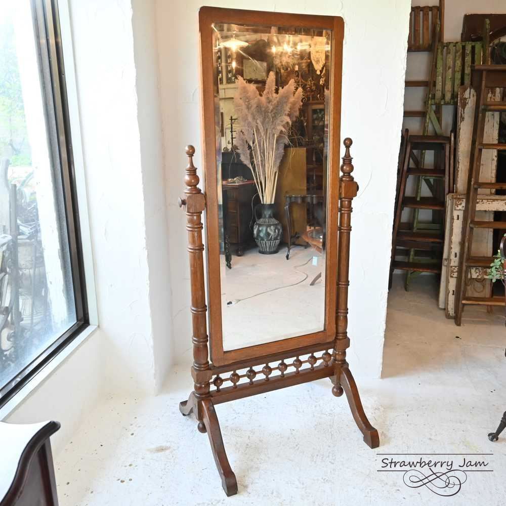 IFU-398 フランスアンティーク ミラー 姿見 全身鏡 スタンド