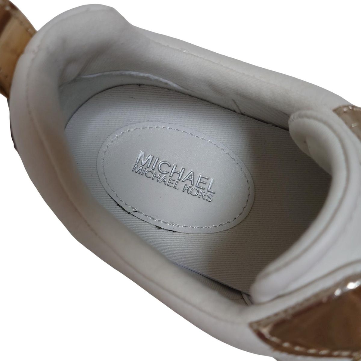 MICHAEL KORS マイケルコース スリッポン レディース - 白×シルバー×ゴールド インソール取外し可 レザー KIN-KAAI_COM