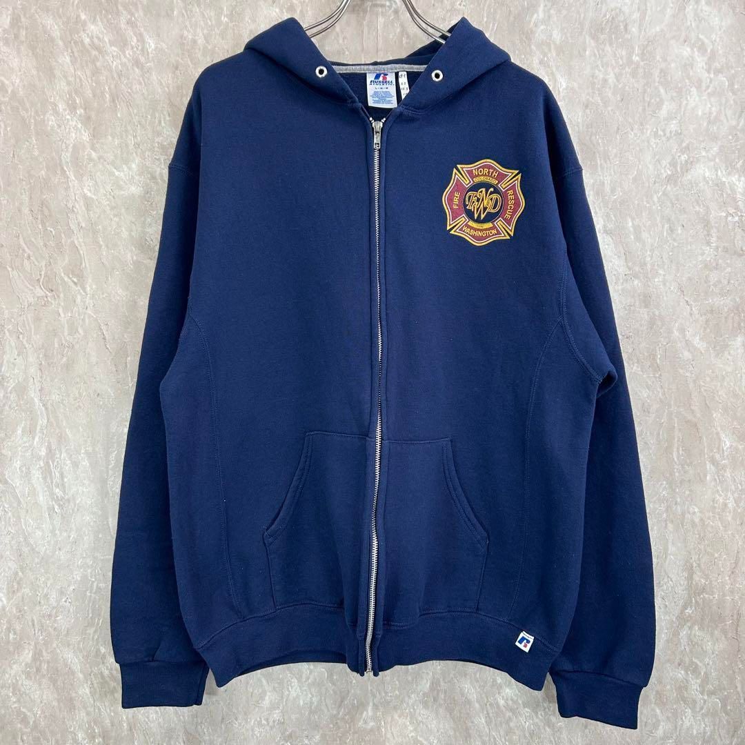 coco 中古 ラッセルノ RUSSELUNO メンズ パーカー 4(M) 紺 ネイビー 長袖フルジップ ルチャ 裏ベロア風 中古 メンズ ラッセルノ RUSSELUNO パーカー 4(M) 紺 ネイビー