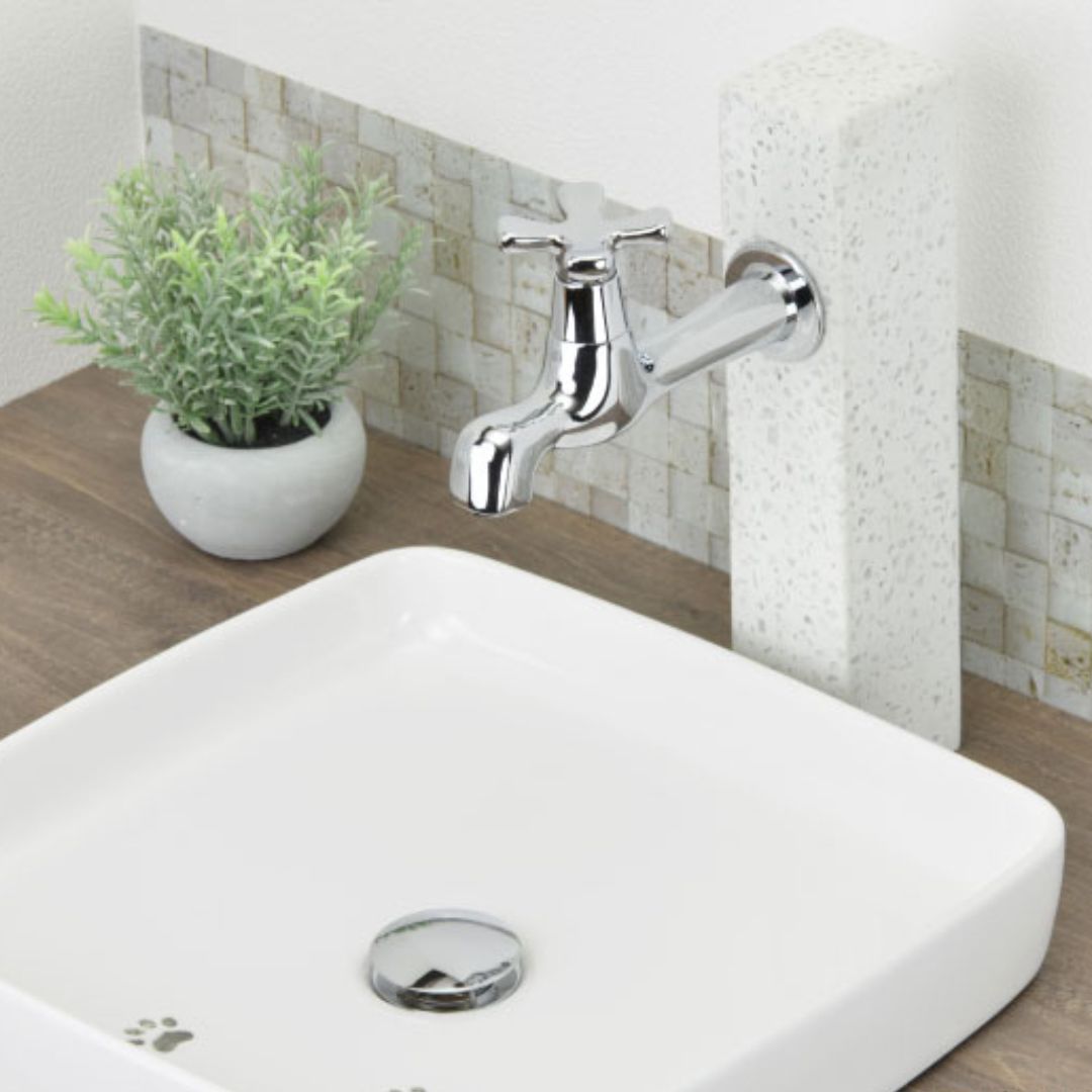 atelier DADA 品 水栓取付脚 和風 壁付水栓用 ロング 寒水石 手洗い _ DD00014