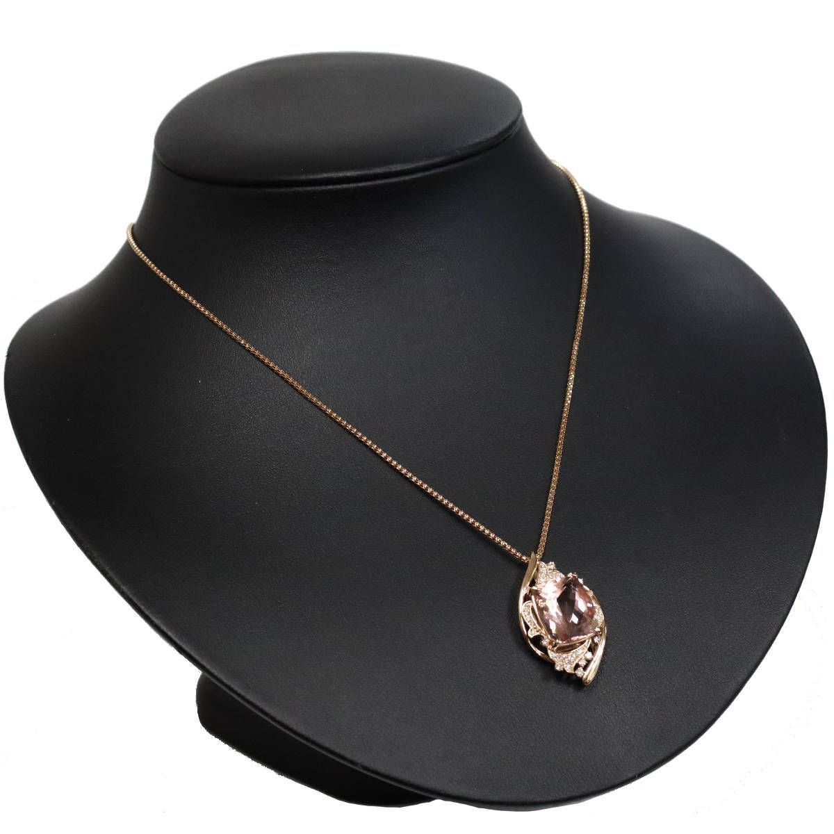 K18PGモルガナイトダイヤモンドペンダント M9.036 D0.30 9.7g  