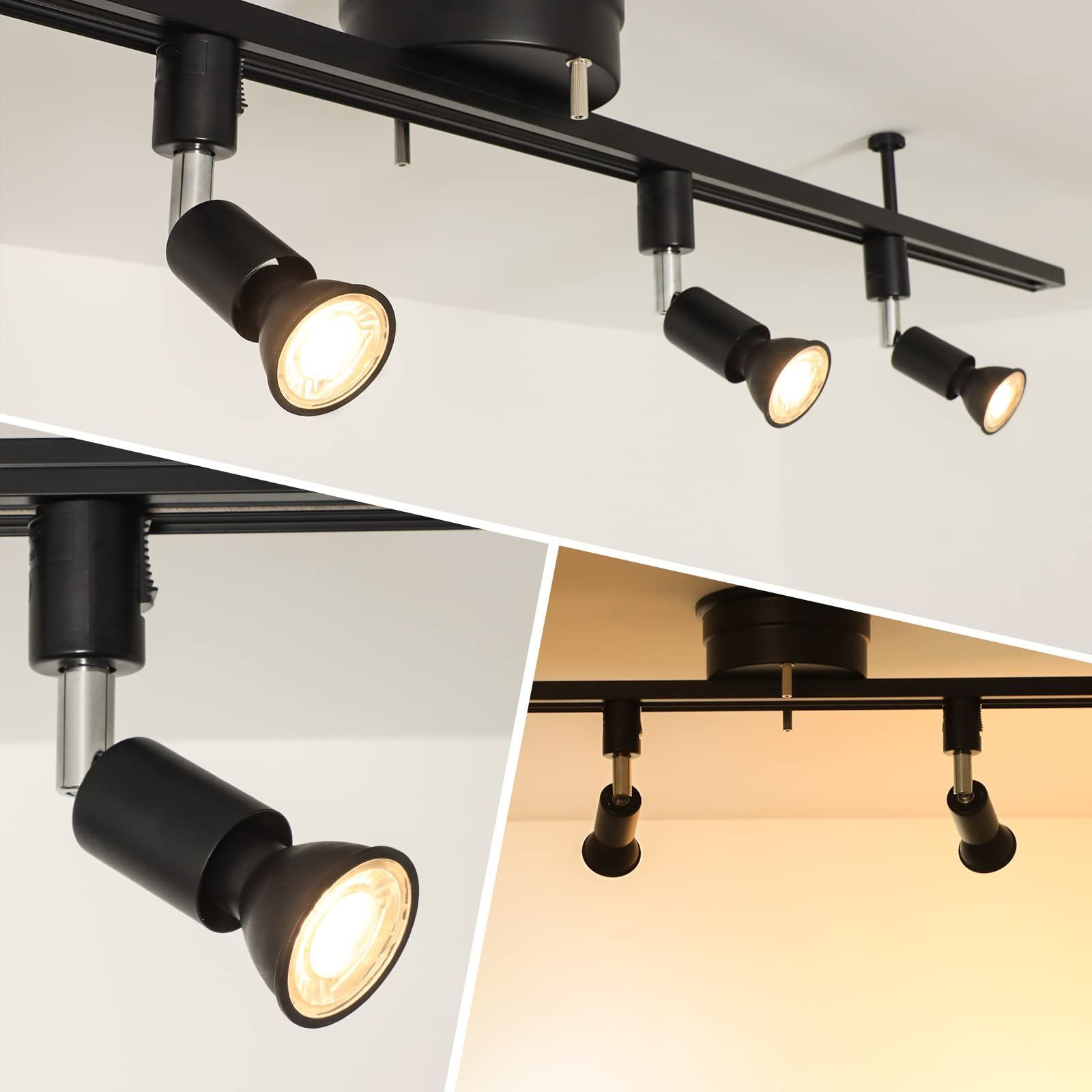 電球色 6個セット 天井照明 ブラック ライティングレール ライティングバー用器具セット 50W LED電球付き E11 ダクトレール用スポットライト xydled NEXPOTALLINN_EU