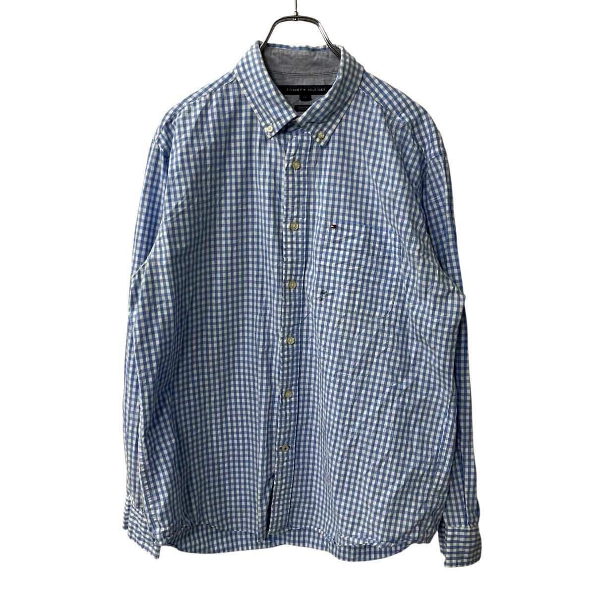 TOMMY HILFIGER 長袖 チェックシャツ L ライトブルー トミー TOMMY HILFIGER 長袖 チェックシャツ L ライトブルー トミー