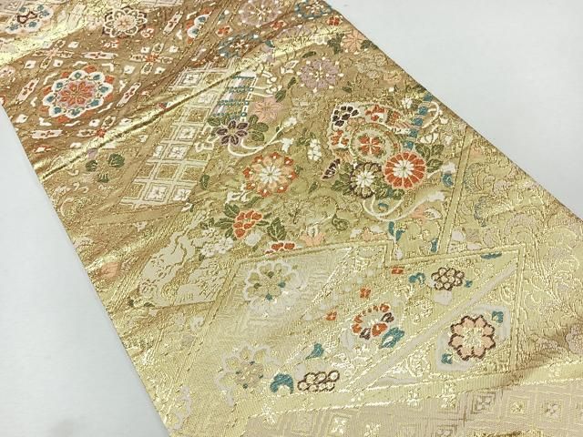 D 夏物 唐織 唐草唐花模様 金糸 六通 正絹 薄物 絽 紗 フォーマルな袋帯 正絹✿金糸 唐織 花文 六通 袋帯 - メルカリ