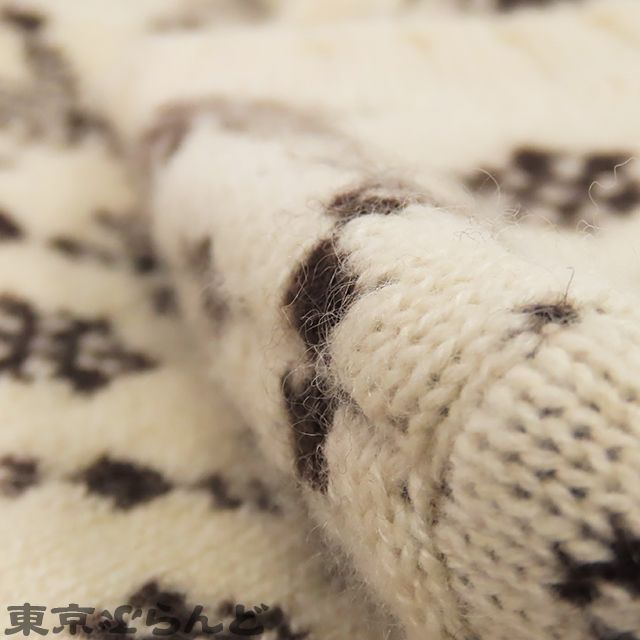 シャネル CHANEL クルーネック ニット セーター P52856K06870 アイボリーxダークブラウン カシミヤ スノーフレーク模様 総柄 36 トップス レディース 101765768 シャネル CHANEL P52856K06870 長袖 ニット セーター 44 白系