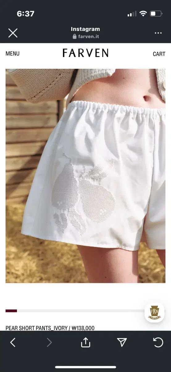 Farven パーベン 半ズボン PEAR SHORT PANTS_IVORY