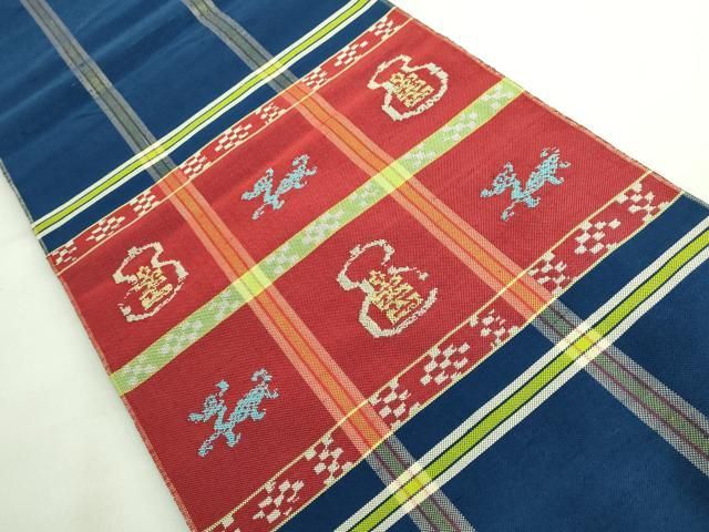 平和屋本店□最高級 龍村平蔵製 太鼓柄 本袋帯 甲比丹孔雀 金糸 逸品