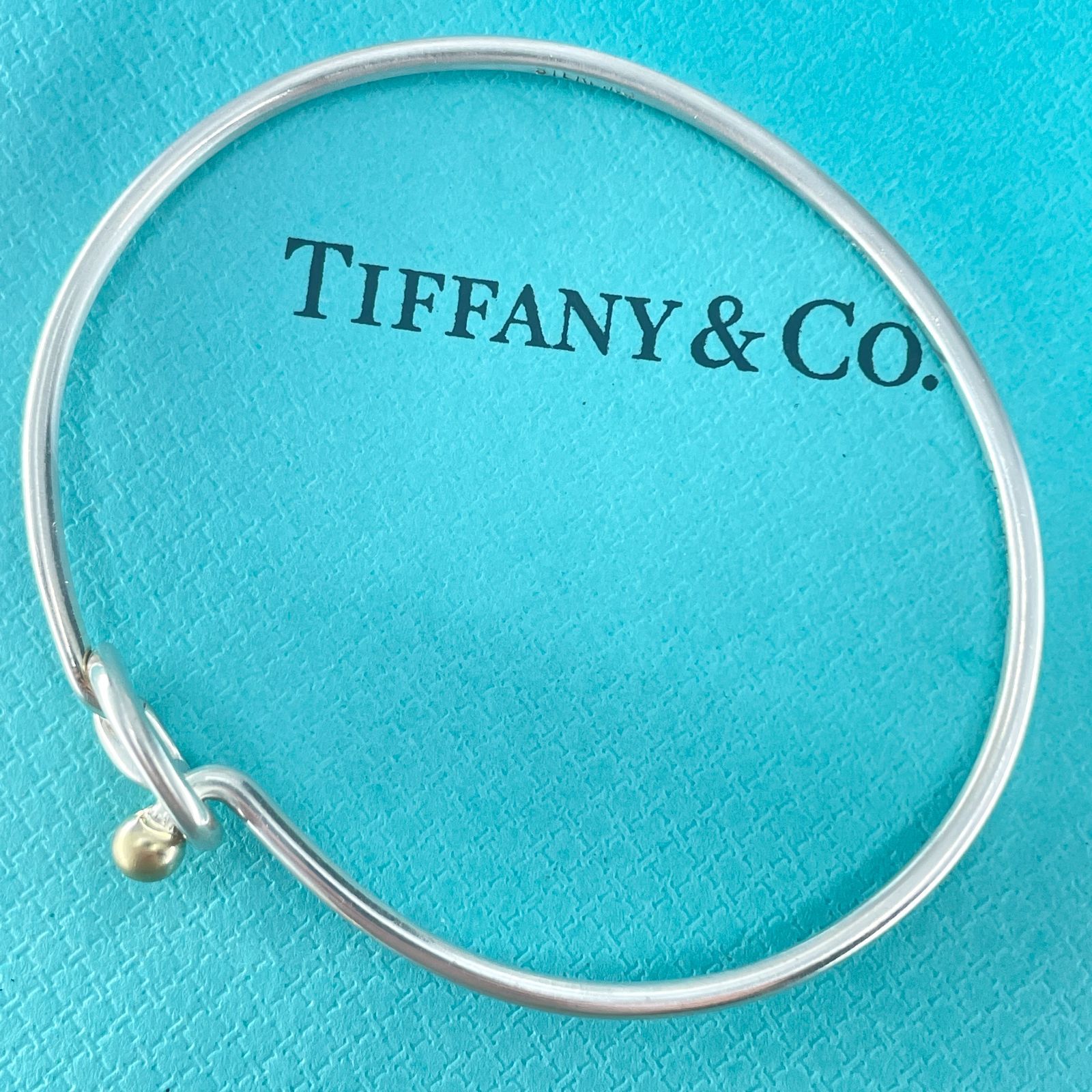 ティファニー／バングル　ブレスレット（シルバ－925と18金750） TIFFANY\u0026Co. フック\u0026アイ 18金コンビ バングル 良品△Tiffany＆Co