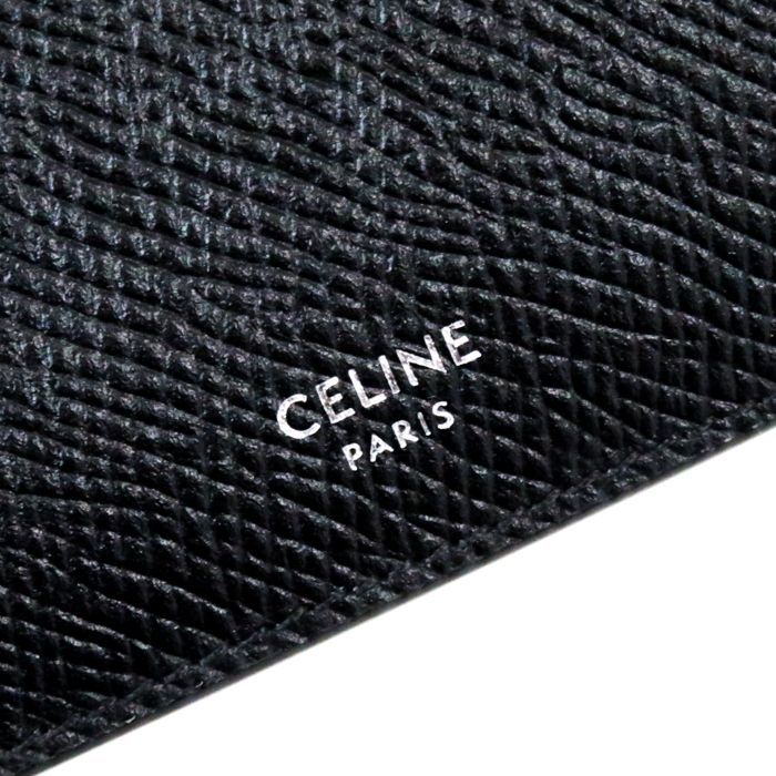 セリーヌ CELINE バイフォールド ウォレット グレインレザー 二つ折り財布 10B653BEN ミディアムウォレット コンパクトウォレット  カードケース メンズ レディース ブラック 美品 中古 maj15021