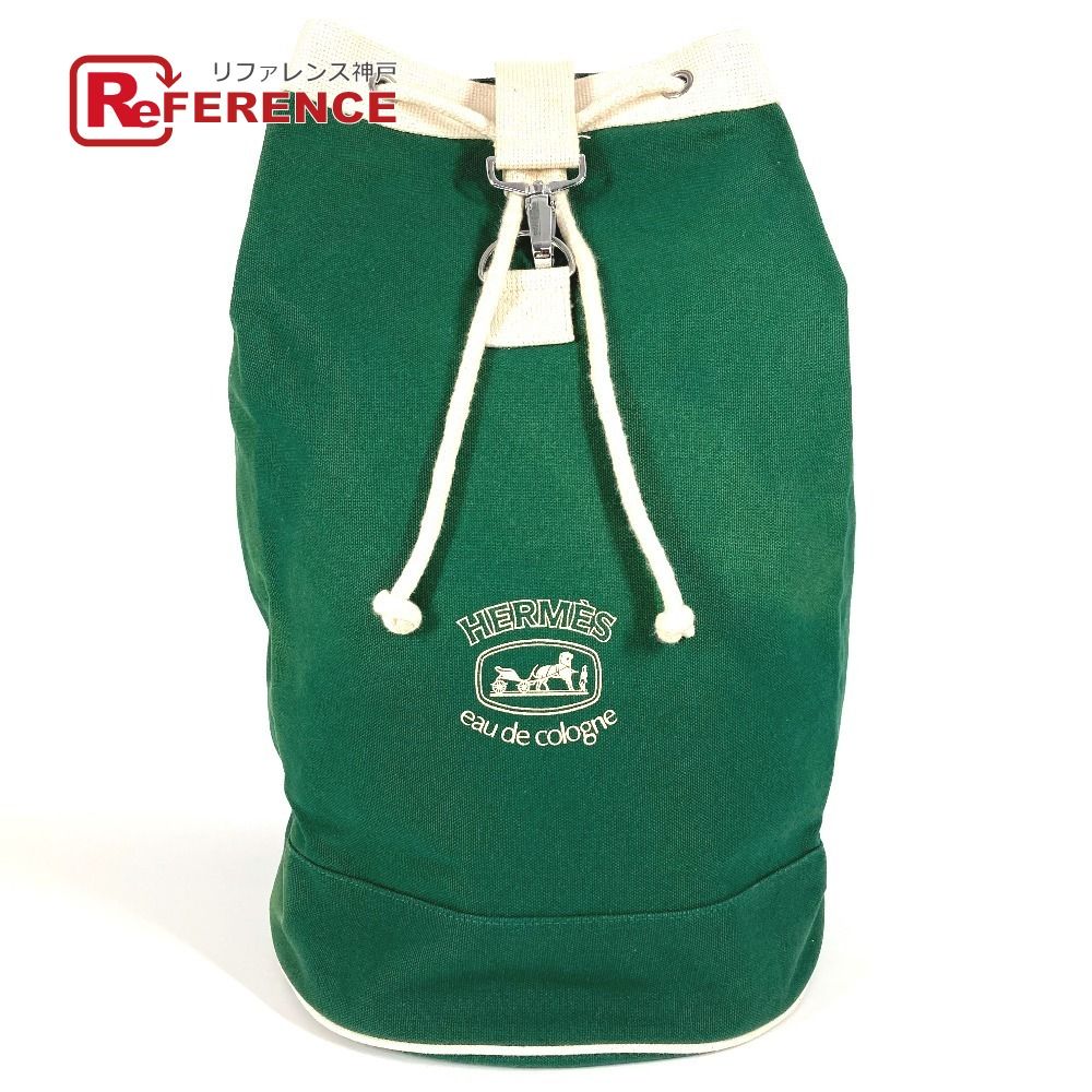 HERMES エルメス リュックサック eau de cologne オーデコロン ロゴ キャンバス グリーン