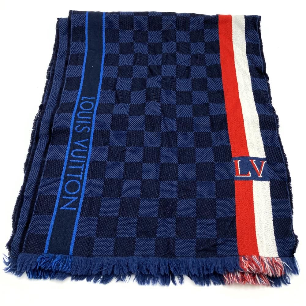 LOUIS VUITTON ネイビー レッド マフラー LOUIS VUITTON ネイビー レッド マフラー