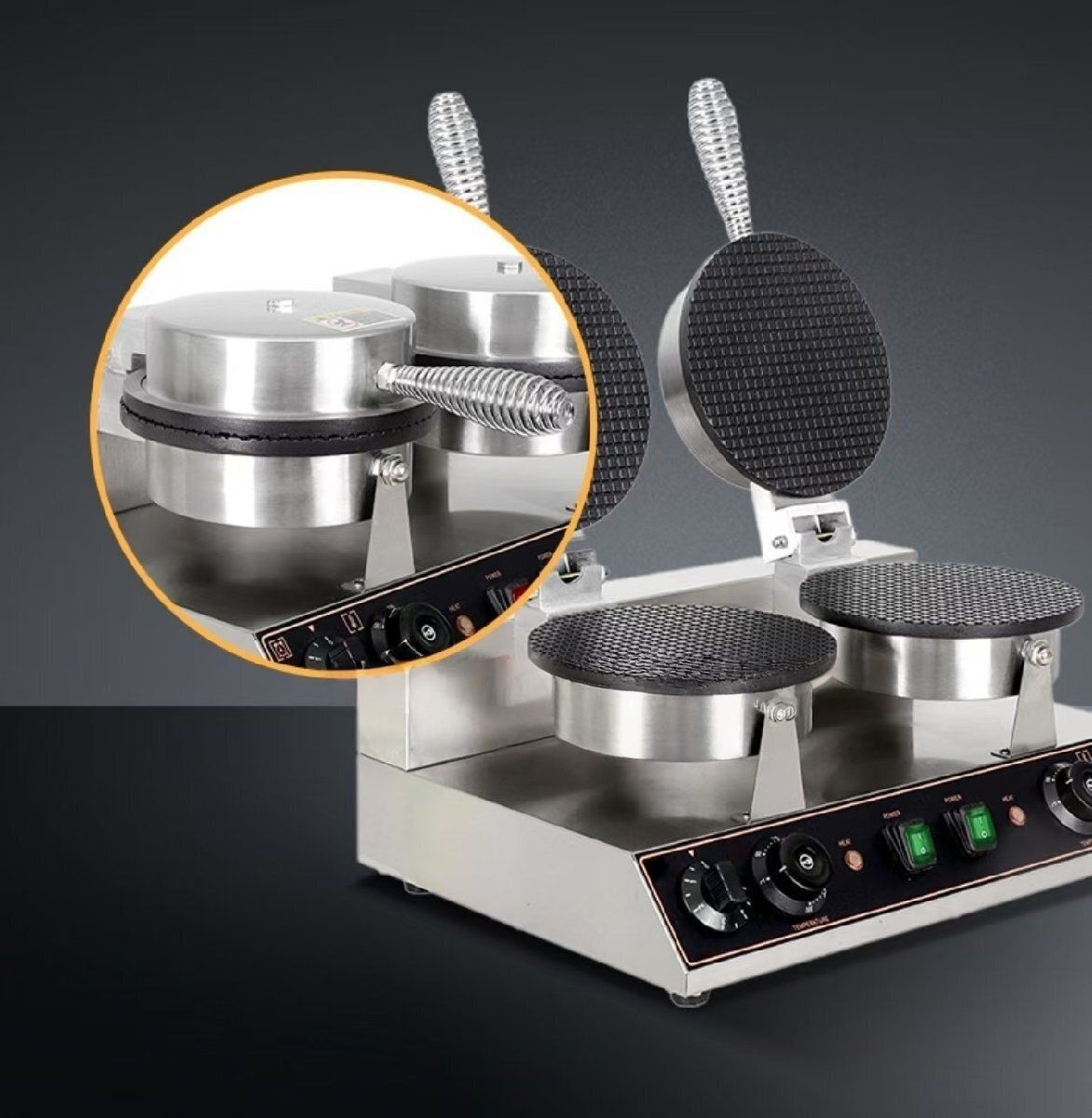 2連 アイスクリーム皮のマシン エッグロールマシン アイスクリームコーンの皮 業務用 厨房機器 飲食店 屋台 出店