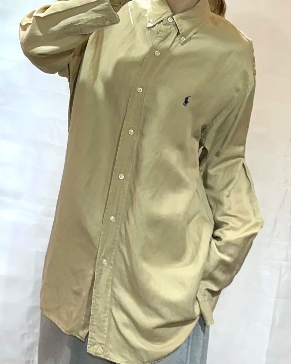 ポロラルフローレン リネン ベージュ シャツ