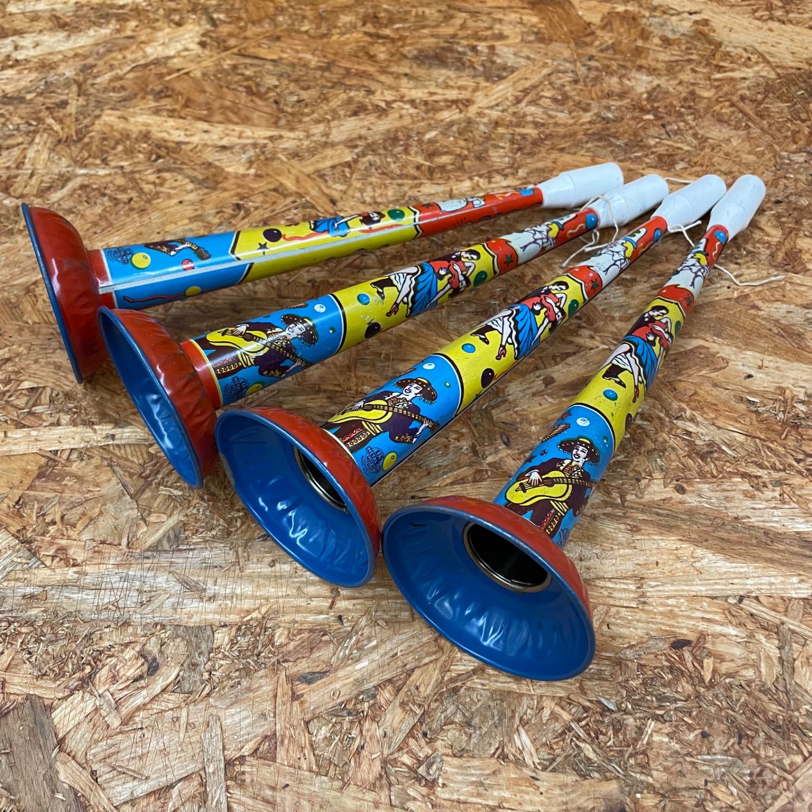 USA製 ヴィンテージ 4個セット U.S. METAL TOY ブリキ製 ラッパ