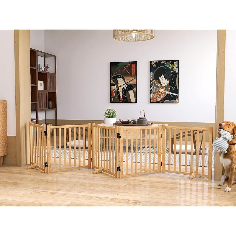 unipaws ペットゲート 木製 折りたたみ式 最大幅241cm 高さ61cm