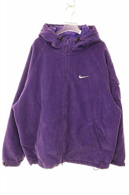 シュプリーム SUPREME × NIKE ARC CORDUROY HOODED JACKET PURPLE L DM1772-506 ナイキ コラボ アーチ ロゴ コーデュロイ フーディー ジャケット パープル 紫 【中古】AA250220