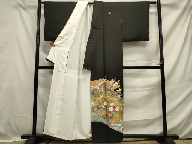 B06週末限定価格！☆未使用保管品☆ 吉祥花文 金彩 豪華 黒留袖6点セット 鳳凰吉祥文様 | 黒留袖一覧 | 留袖レンタル キクヅル