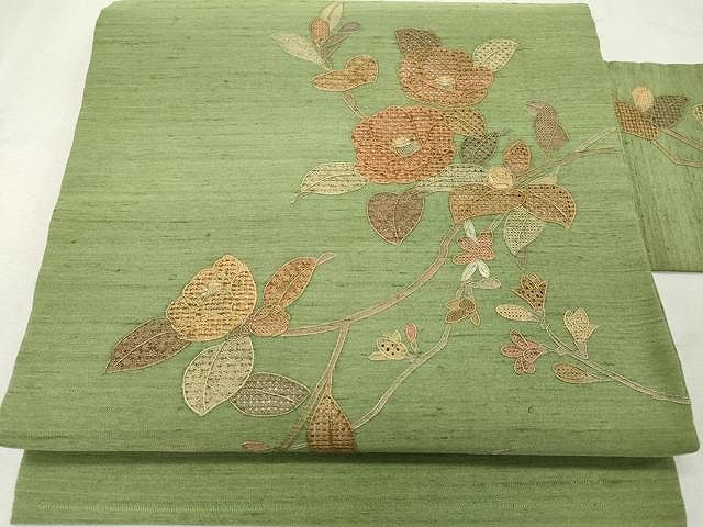 平和屋着物○訪問着 作家物 紬地 総刺繍 枝梅文 正絹