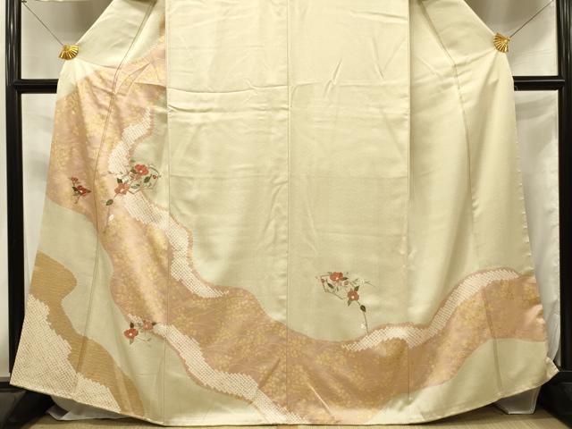 平和屋着物□訪問着 絞り 刺繍 秋草文 金彩 正絹 逸品 DAAU4884qp