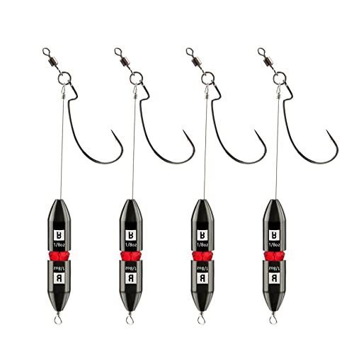 1/4oz Booms Fishing TR1 テキサスリグ バス釣り 釣りシンカー 釣り針付き おもり 4点セット 1/4oz