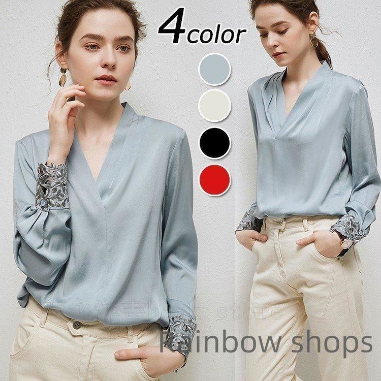 ブラウス レディース きれいめ 40代 春夏 上品 vネックブラウス  