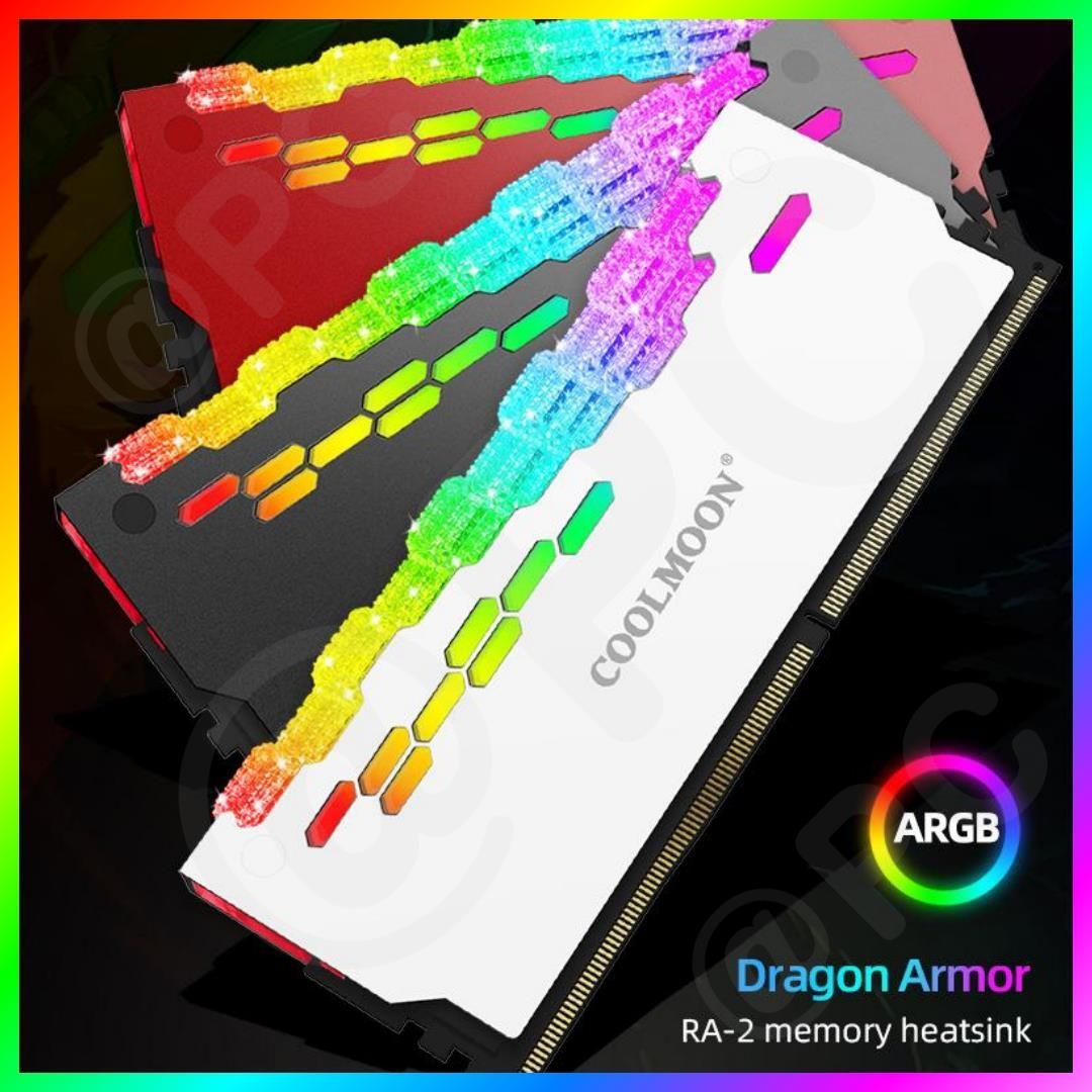 【新品・箱無】【赤】COOLMOON RA-2 ARGB 5V3ピン メモリー用ヒートシンク２個セット DDR3 DDR4