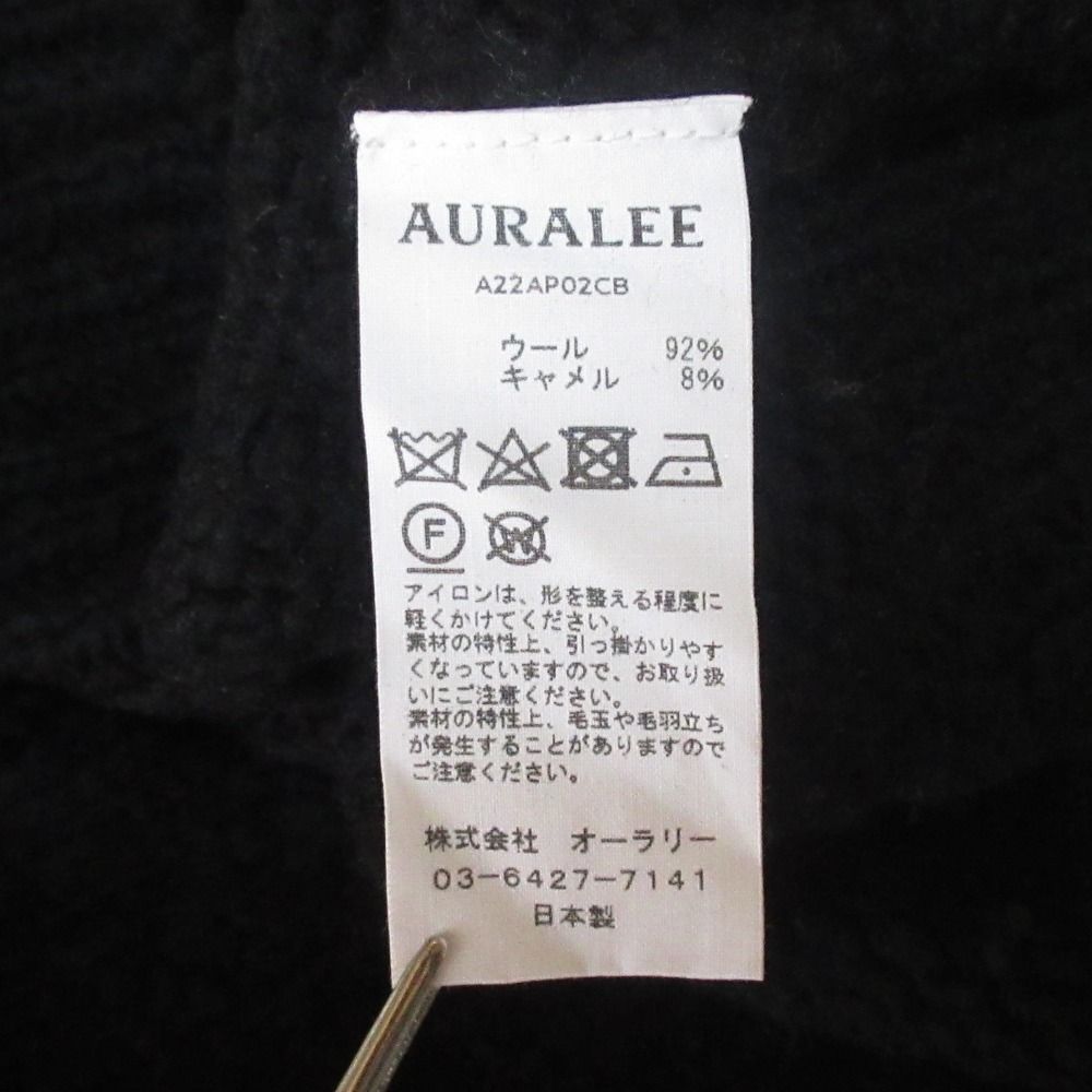 美品 22AW AURALEE オーラリー WOOL BABY CAMEL SHORT キャメルブレンド ショートニット セーター 1 ブラック レディース 古着 中古 美品 22AW AURALEE オーラリー WOOL BABY CAMEL SHORT キャメル