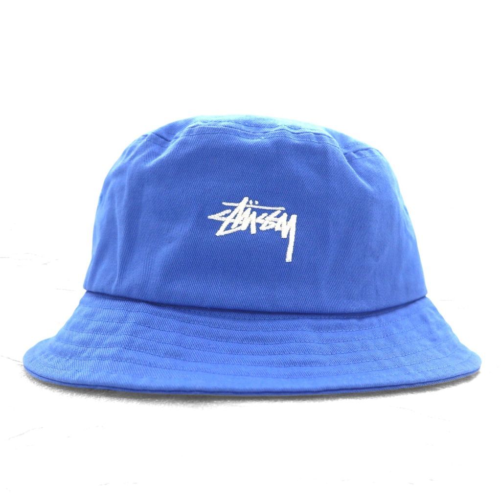 stussy ストックロゴ 刺繍 バケットハット S/M ブルー コットン stussy ストックロゴ 刺繍 バケットハット S/M ブルー コットン