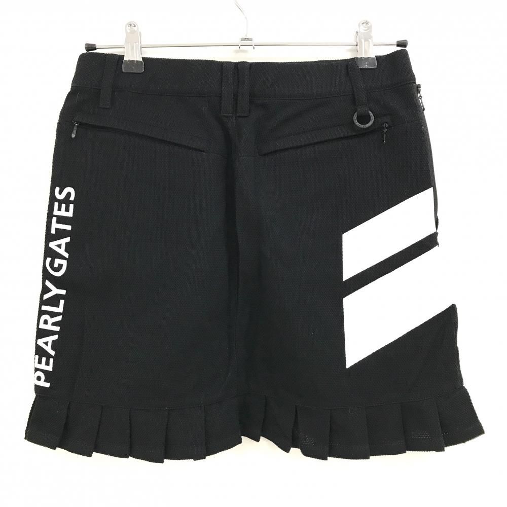 超 パーリーゲイツ スカート 黒×白 裾プリーツ レディース 0 S ゴルフウェア PEARLY GATES