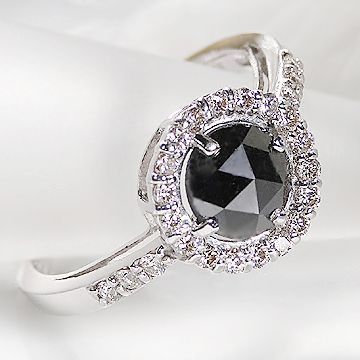 K18WGブラックダイヤモンドリング0.75ct〜ダイヤモンド0.25ct