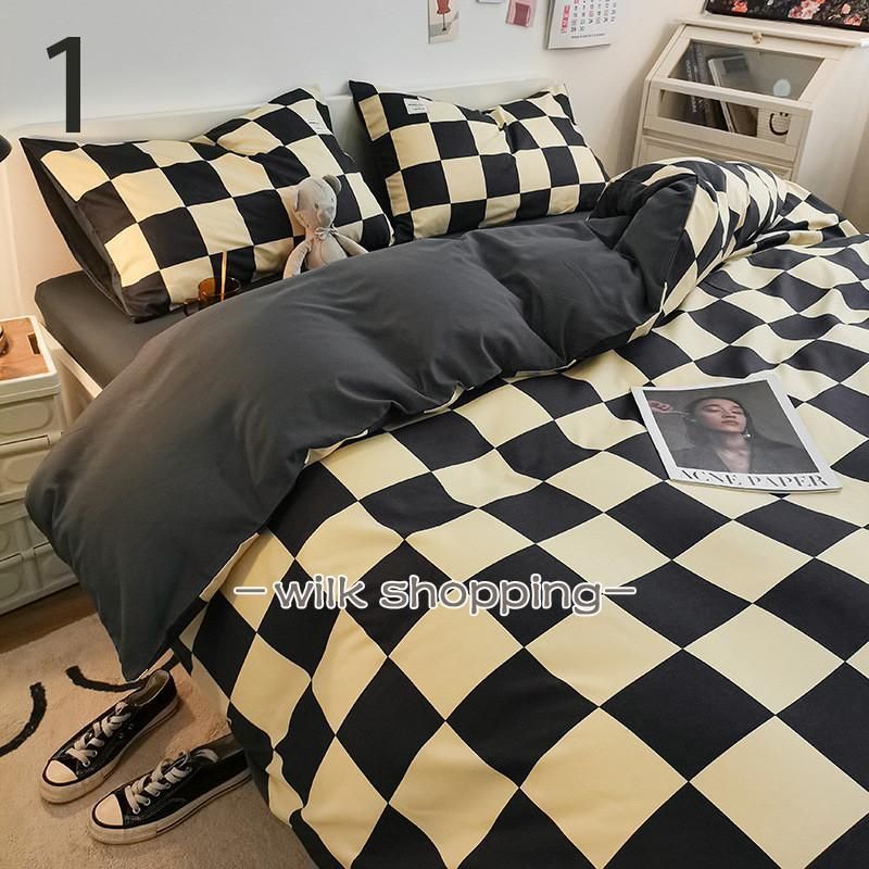 シーツセット セミダブル 布団カバー 4点セット ベッドカバー 寝具セット 枕カバー 洗える 北欧風 おしゃれ 洋式和式兼用 防ダニ 抗菌 掛けカバー