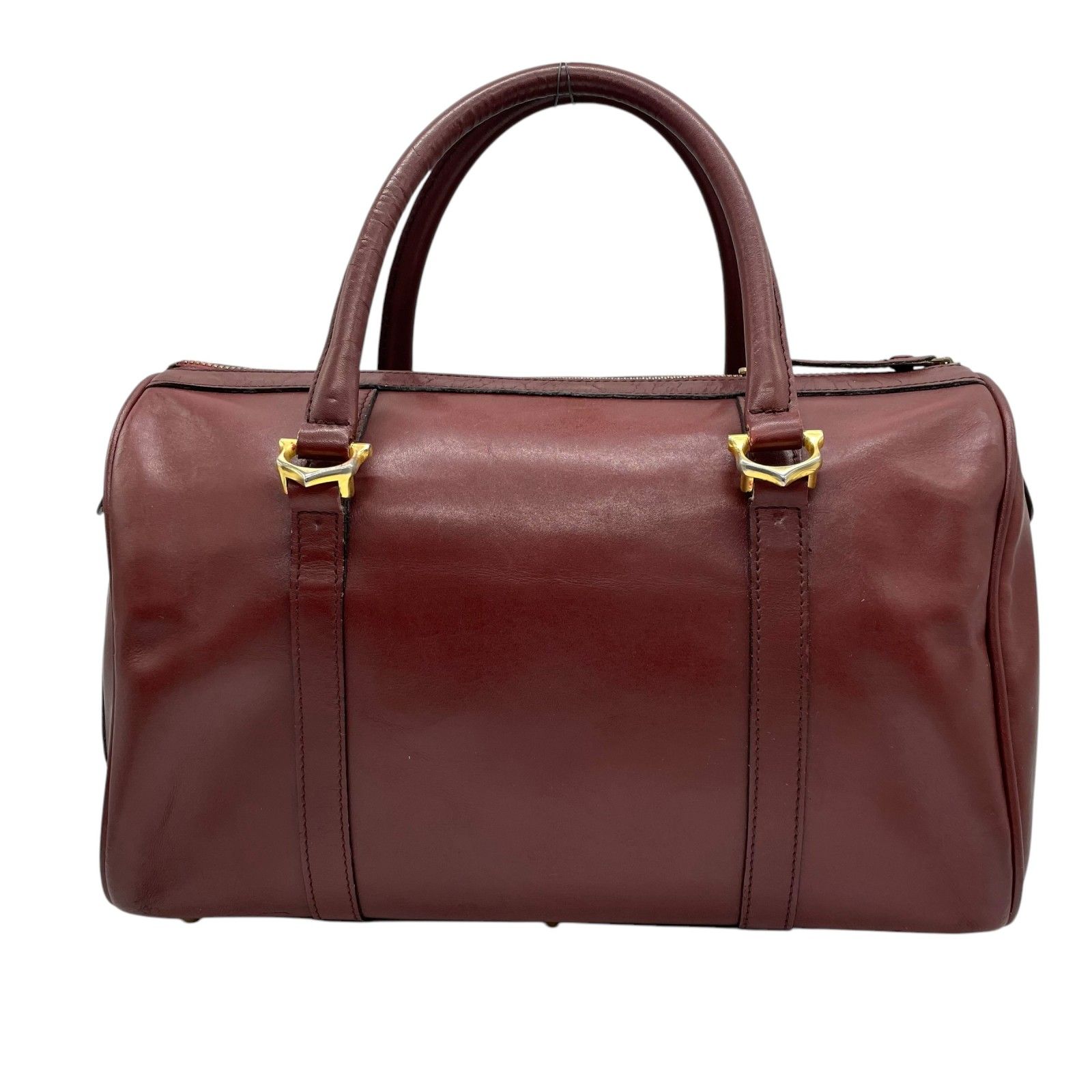 カルティエ ミニ ボストン ハンド バッグ マストライン ボルドー イタリア製 美品 Cartier カルティエ ハンドバッグ ミニボストン マスト