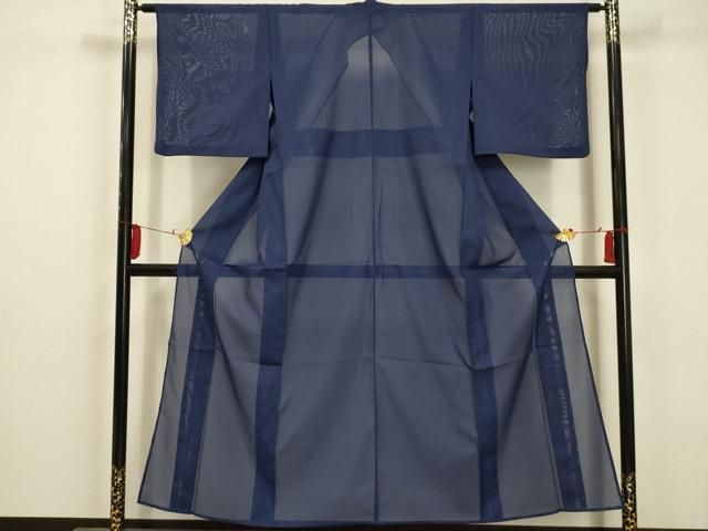 平和屋着物＊夏物 色無地 絽 深縹色 洗える着物 AABA5533sx
