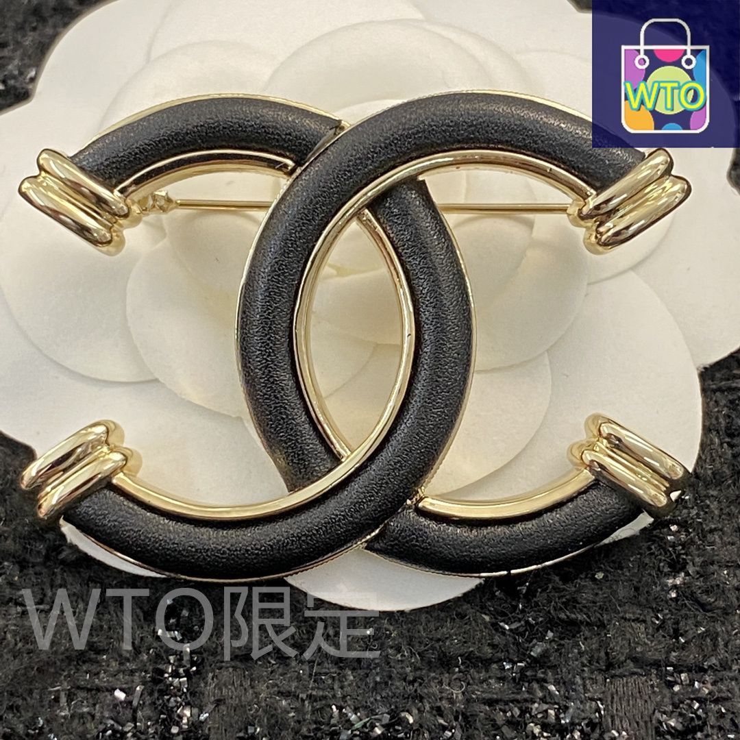 【匿名配送】CHANELシャネル　レザー　ブローチ　❤︎ 即日発送CHANEL ブローチ レザー シャネル
