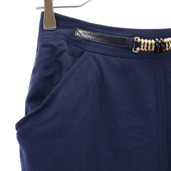 セリーヌ すランス製 ウール100％ スカート 38 紺 CELINE レディース   【220717】-cm長さ