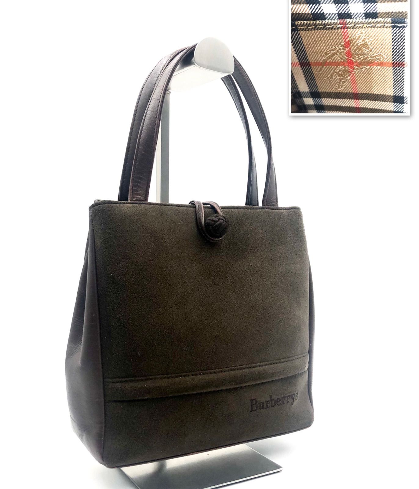 バーバリー ハンドバック トートバック BURBERRYS ブラウン レザー BURBERRY - 新品 バーバリー BURBERRY トートバッグ コットン