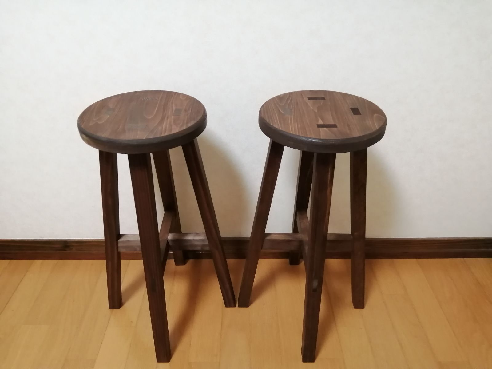 木製スツール2脚セット高さ47cm丸椅子stool