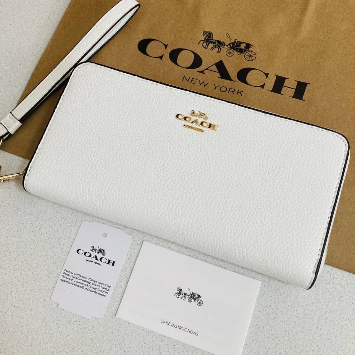 新品 コーチ COACH 長財布(ラウンドファスナー) ロング ジップ アラウンド ウォレット ホワイト 白