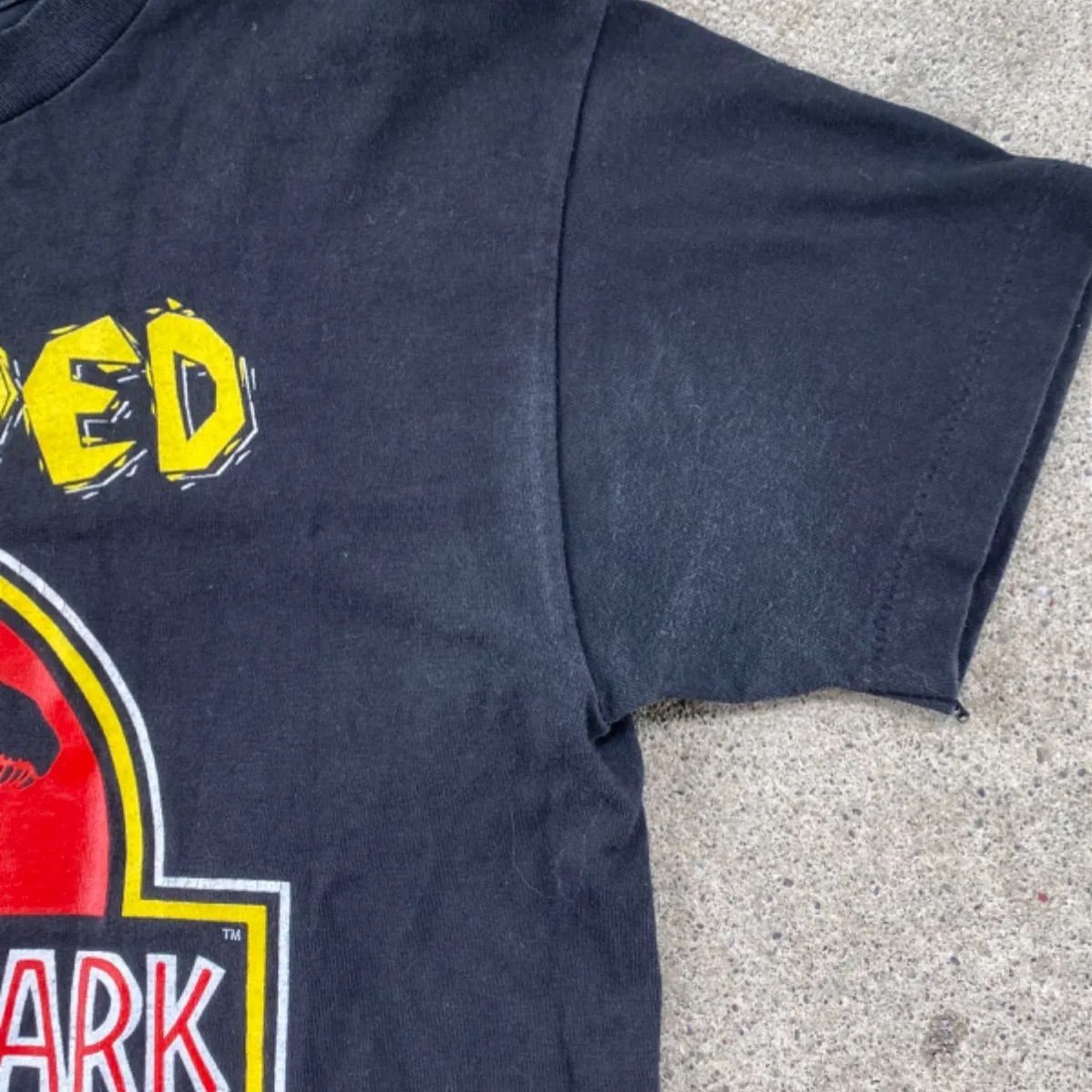 90's JURASSIC PARK THE RIDE Tシャツt ユニバ 90's USA製JURASSIC PARK THE RIDE universal studios Hollywood