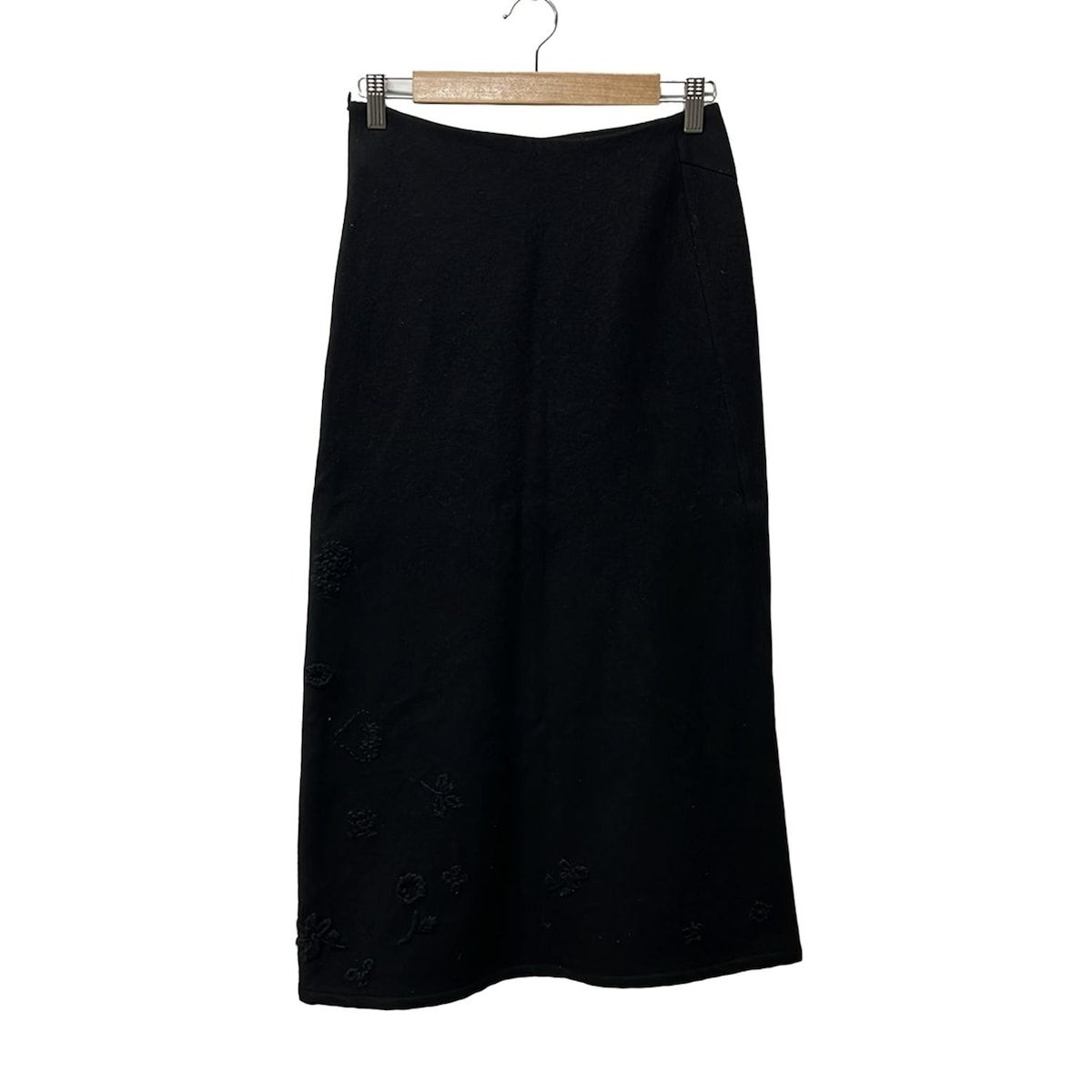 YOHJI YAMAMOTO NOIR ヨウジヤマモトプリュスノアール ロングスカート サイズ1 S レディース - 黒 刺繍 フラワー 花