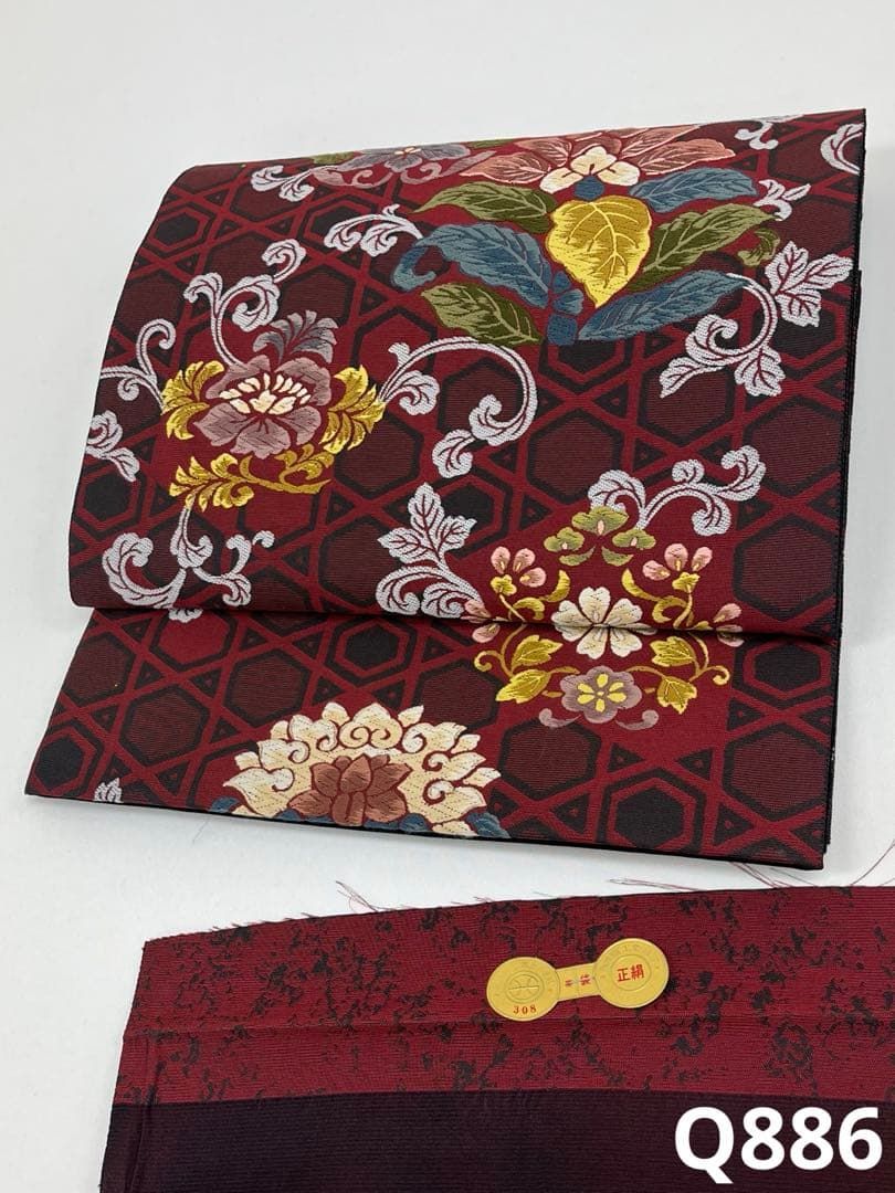 西陣織 とみや織物 袋帯 ♥品 正絹 六通 Q886