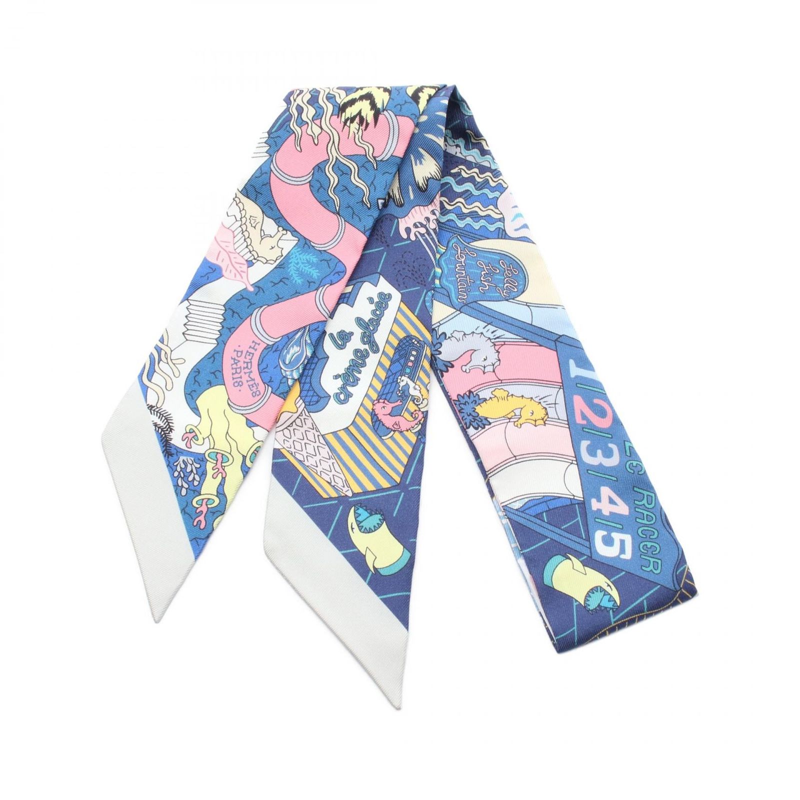 HERMES ツイリー　スカーフ　青系マルチカラー 楽天市場】【5%OFF】 エルメス ツイリー 自由に シルク マルチ