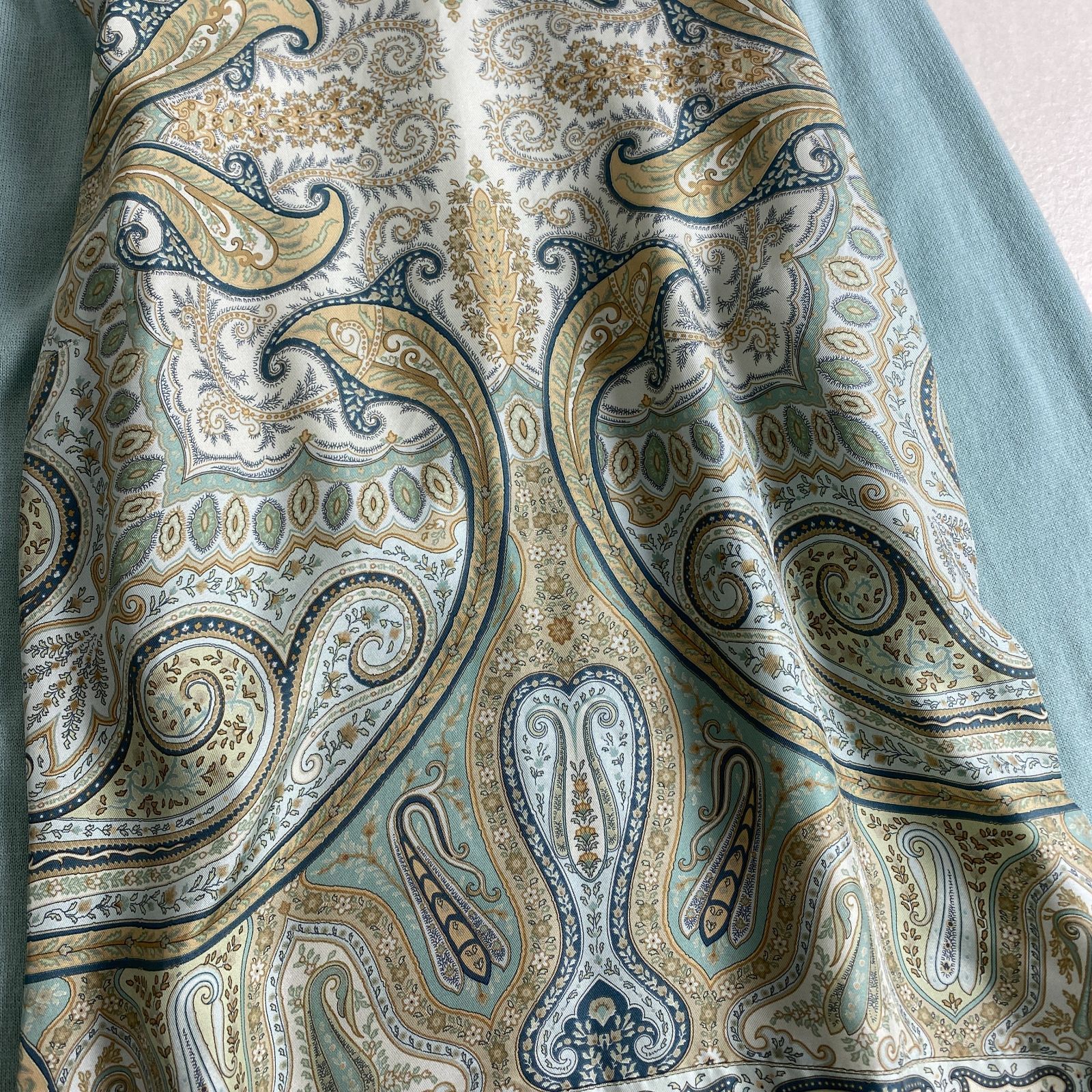 エトロ ニット ハイネック シルク切り替え ペイズリー 46 XL 2XL相当 ミントブルー WWW_MORNINGWALKER_COM