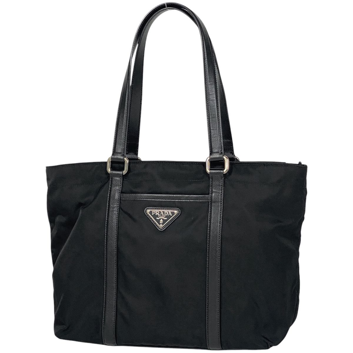 プラダ PRADA ロゴプレート トートバッグ ハンドバッグ トートバッグ ナイロン ネロ ブラック レディース
