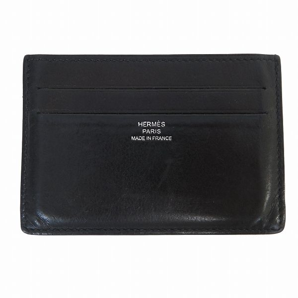 ape エルメス HERMES 名刺入れ カードケース シチズンツイル 黒 ブラック レザー 本革 シルクイン パスケース フランス製 845054 k01