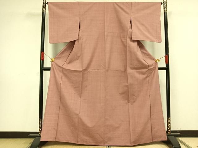 平和屋着物▽本場結城紬 重要無形文化財 単衣 色無地 一斤染色 正絹