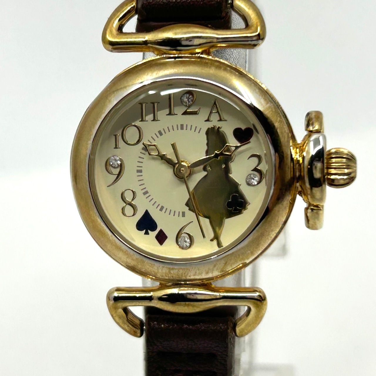 品 Disney ディズニー 不思議の国のアリス コラボ 腕時計 ラインストーン ゴールド クオーツ ラウンド レディース アナログ G1