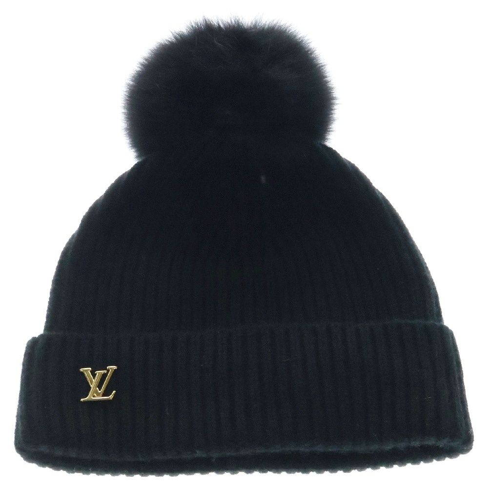 LOUIS VUITTON ルイヴィトン コールド スパーク LVロゴビーニー ブラック カシミヤ ニット帽 ゴールド金具