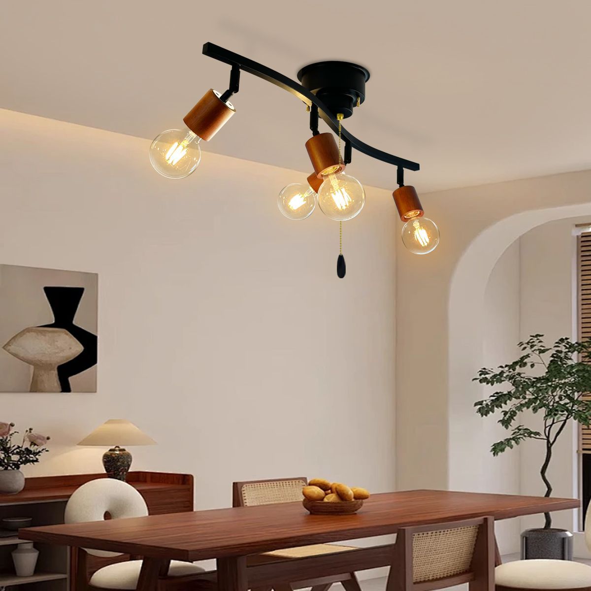 DINGLILED シーリングライト 4灯 レトロ オシャレ ペンダントライト