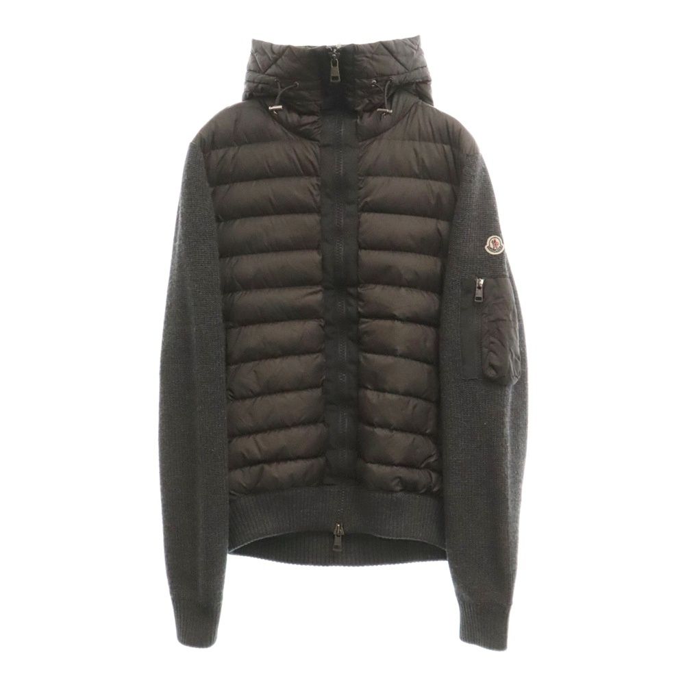 MONCLER モンクレール C20919402800 ニット切替 ダウンジャケット グレー系 M メンズ モンクレール 16年 ウール×ナイロン ダウンジャケット XL メンズ